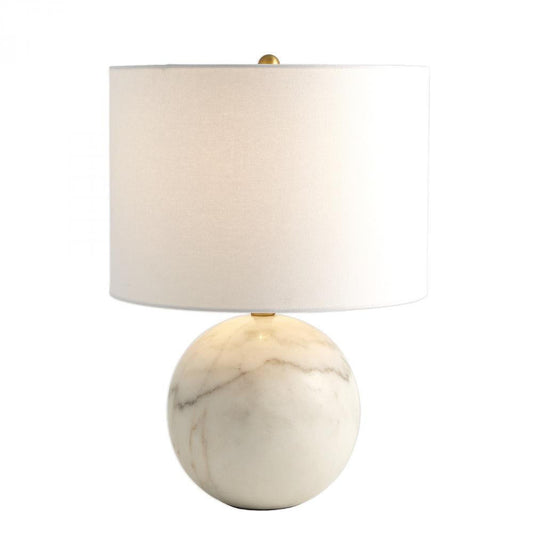 Global Views Marble Sphere White Table Lamp