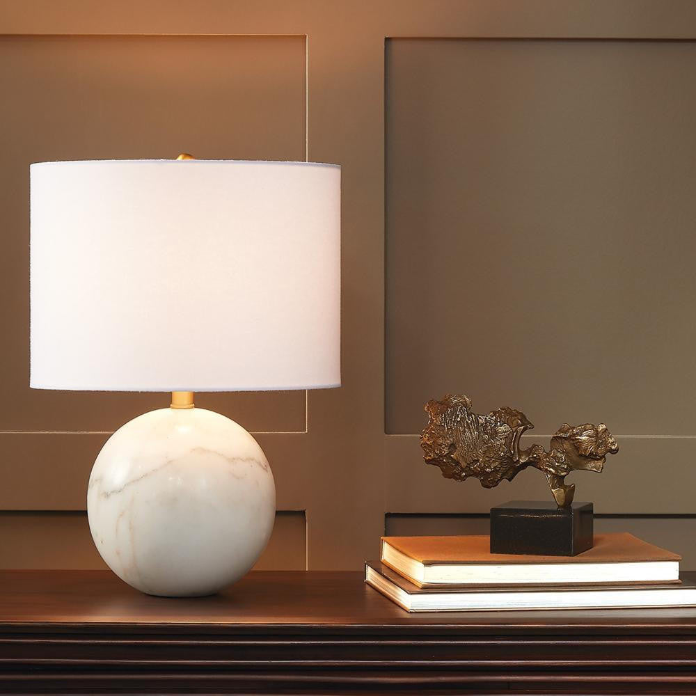 Global Views Marble Sphere White Table Lamp