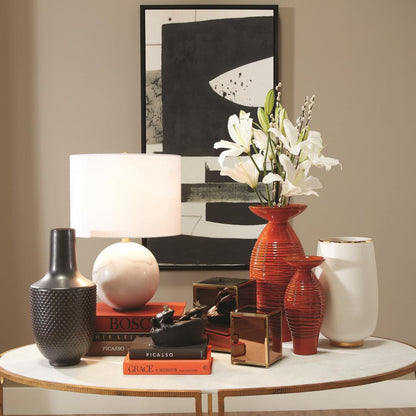 Global Views Marble Sphere White Table Lamp
