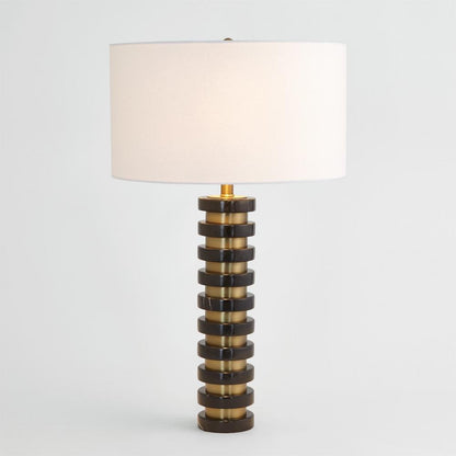 Global Views Marble Stack Black Table Lamp