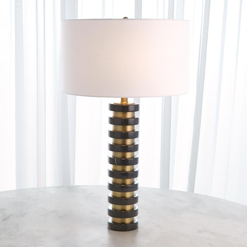 Global Views Marble Stack Black Table Lamp