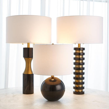 Global Views Marble Stack Black Table Lamp