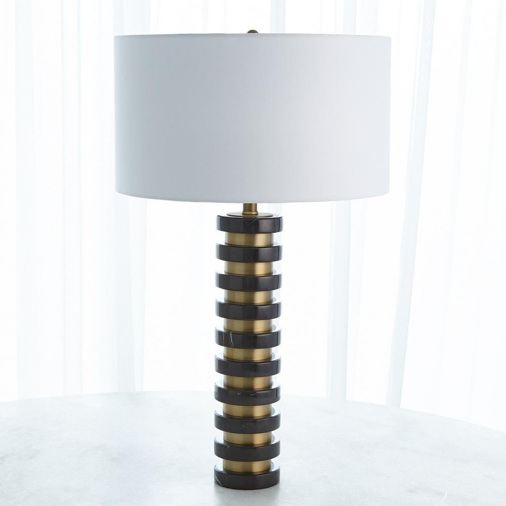 Global Views Marble Stack Black Table Lamp