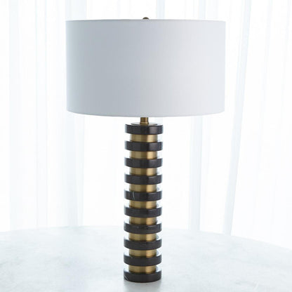 Global Views Marble Stack Black Table Lamp