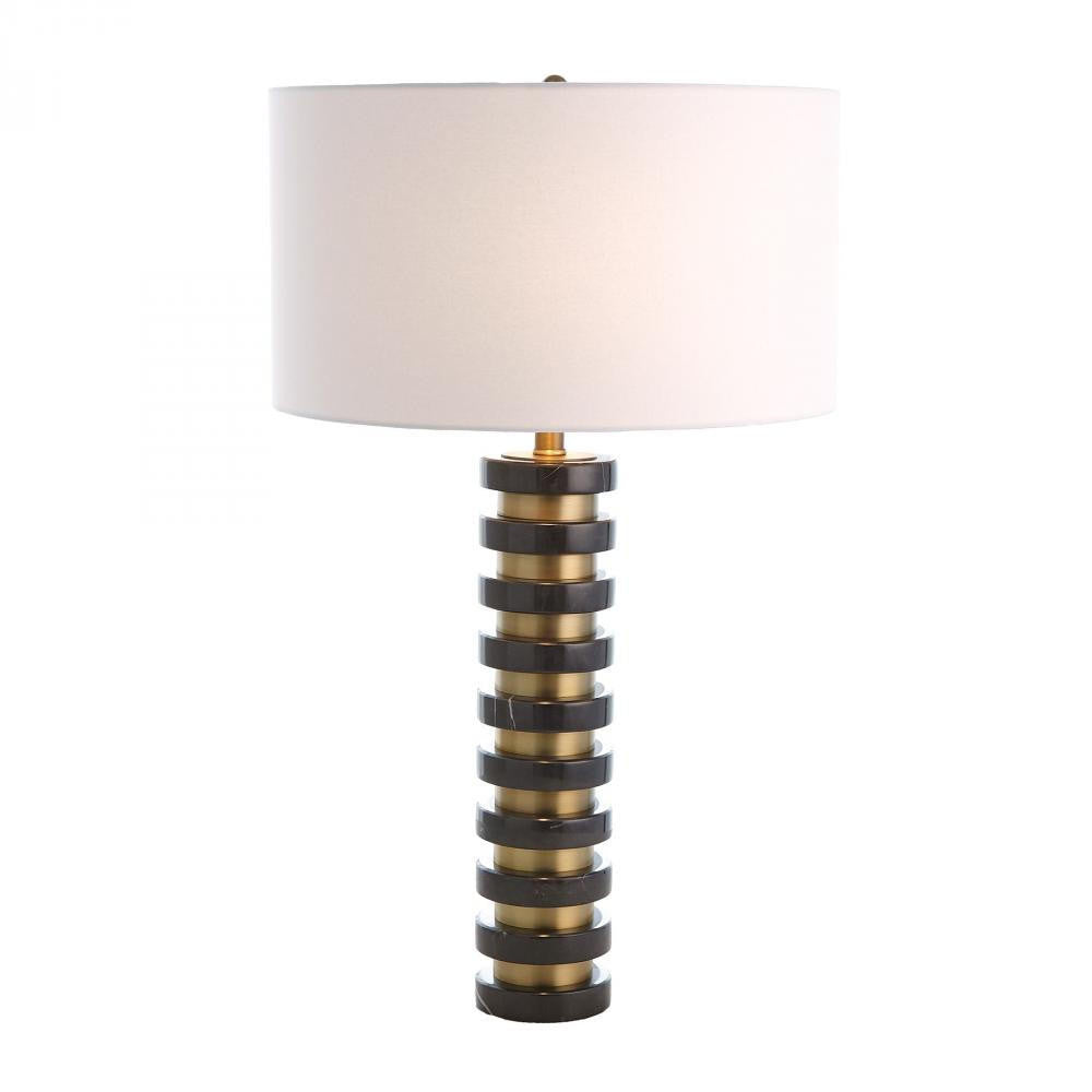 Global Views Marble Stack Black Table Lamp