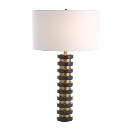 Global Views Marble Stack Black Table Lamp