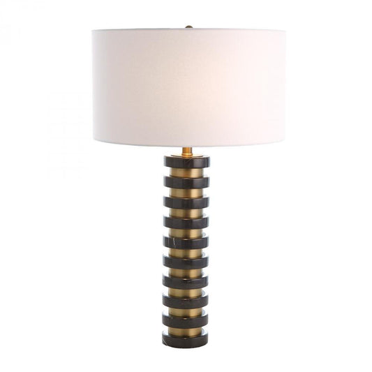 Global Views Marble Stack Black Table Lamp