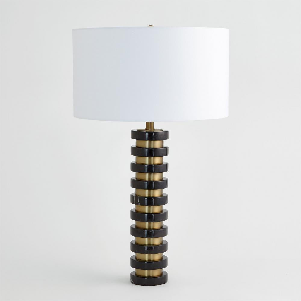 Global Views Marble Stack Black Table Lamp