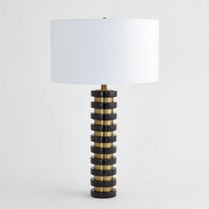 Global Views Marble Stack Black Table Lamp