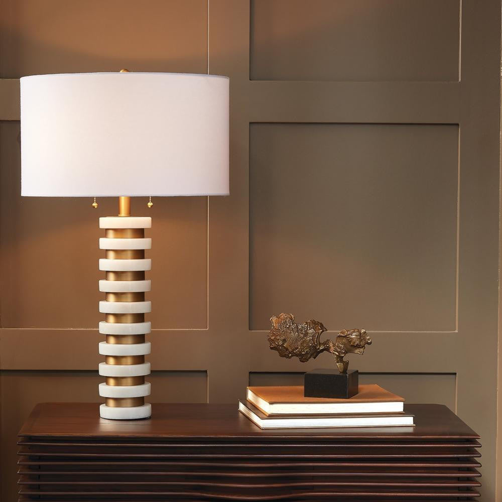 Global Views Marble Stack White Table Lamp