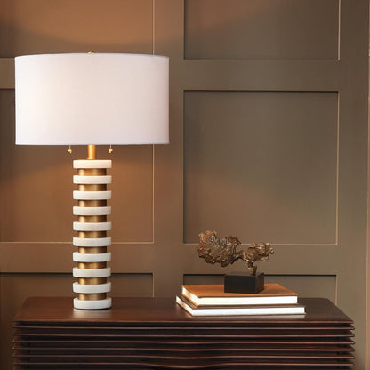 Global Views Marble Stack White Table Lamp
