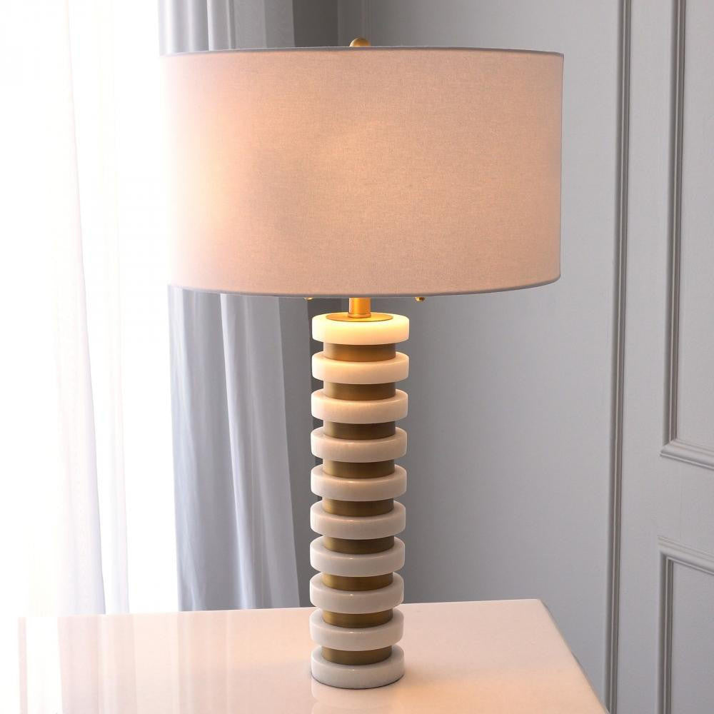 Global Views Marble Stack White Table Lamp
