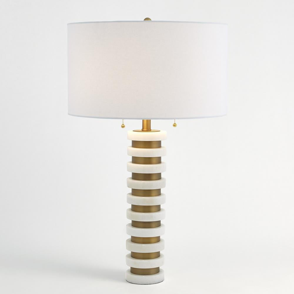 Global Views Marble Stack White Table Lamp