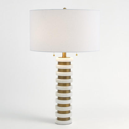 Global Views Marble Stack White Table Lamp