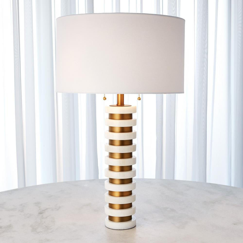 Global Views Marble Stack White Table Lamp