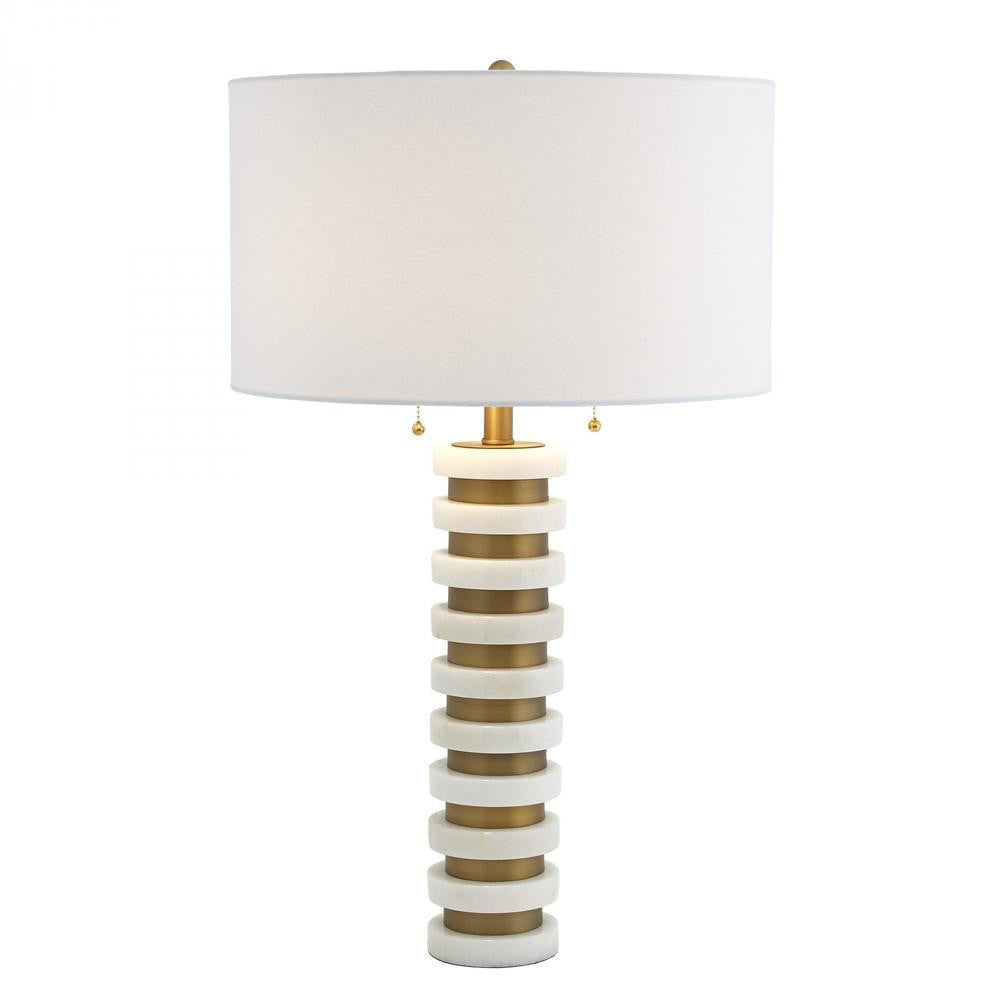 Global Views Marble Stack White Table Lamp