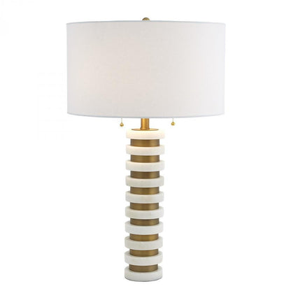 Global Views Marble Stack White Table Lamp