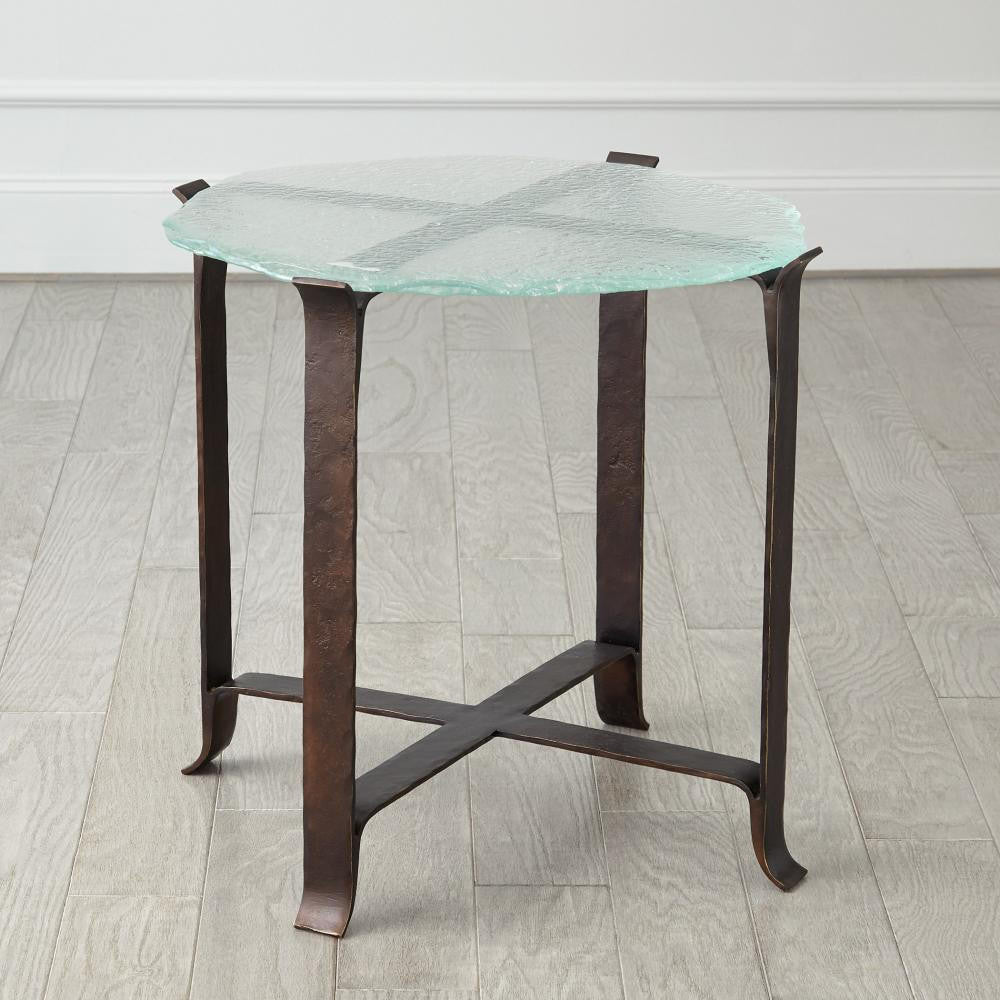 Global Views Melting Glass Bronze Side Table