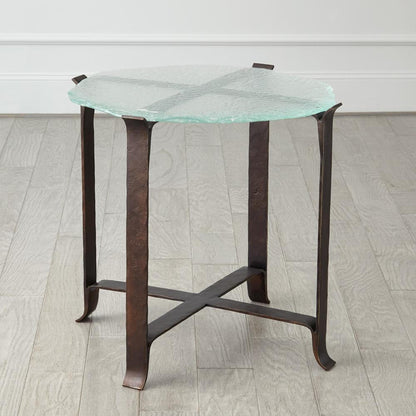 Global Views Melting Glass Bronze Side Table