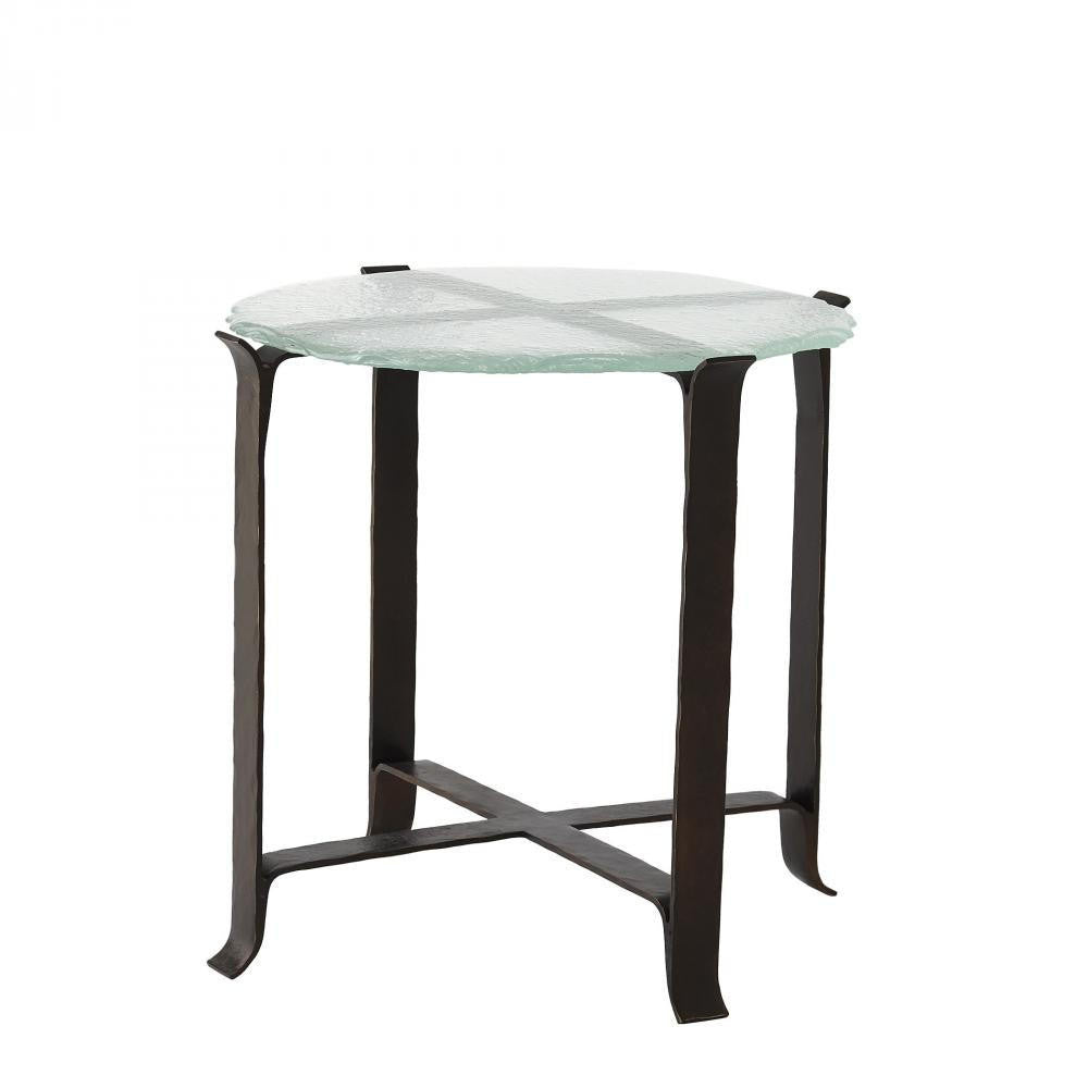 Global Views Melting Glass Bronze Side Table