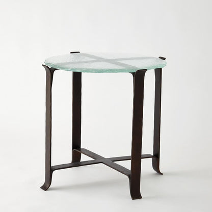 Global Views Melting Glass Bronze Side Table