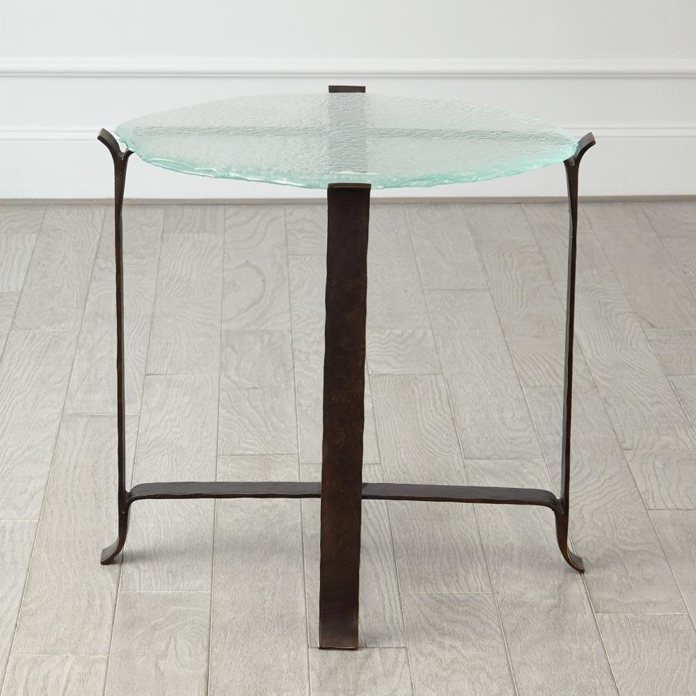 Global Views Melting Glass Bronze Side Table