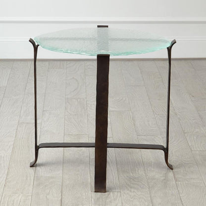 Global Views Melting Glass Bronze Side Table