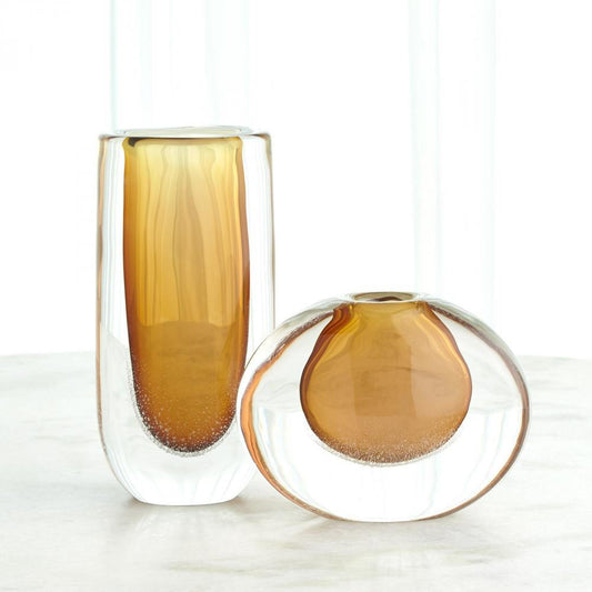 Global Views Micro Bubble Small Amber Vase