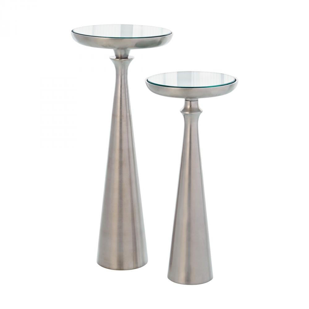 Global Views Minaret Large Satin Nickel Accent Table