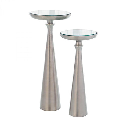Global Views Minaret Small Satin Nickel Accent Table