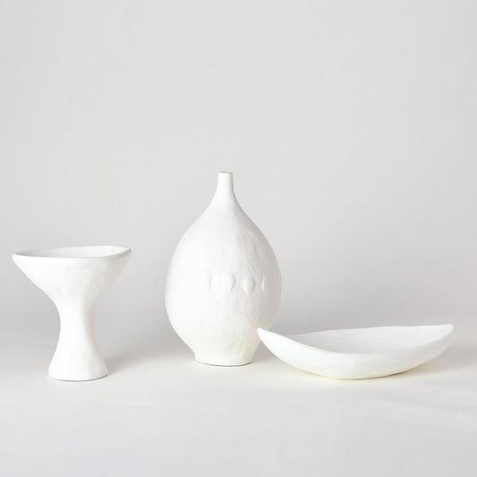 Global Views Modernist White Plaster Vase