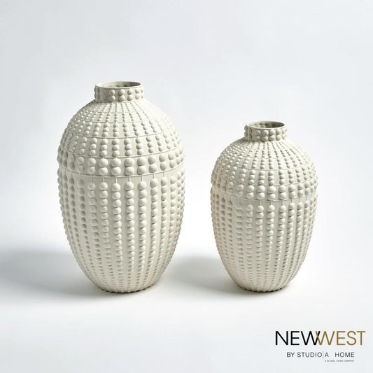 Global Views Nail Head Large Rustic White Vase