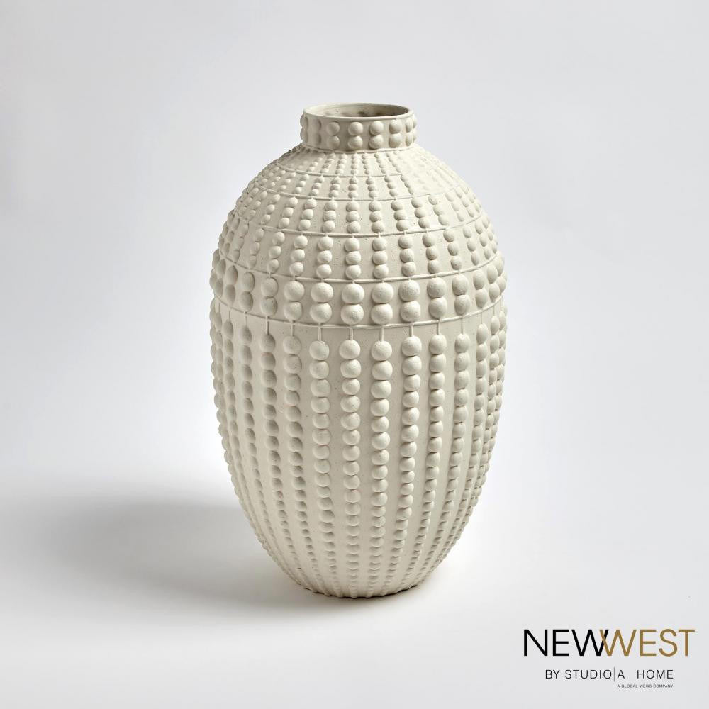 Global Views Nail Head Large Vase Rustic White