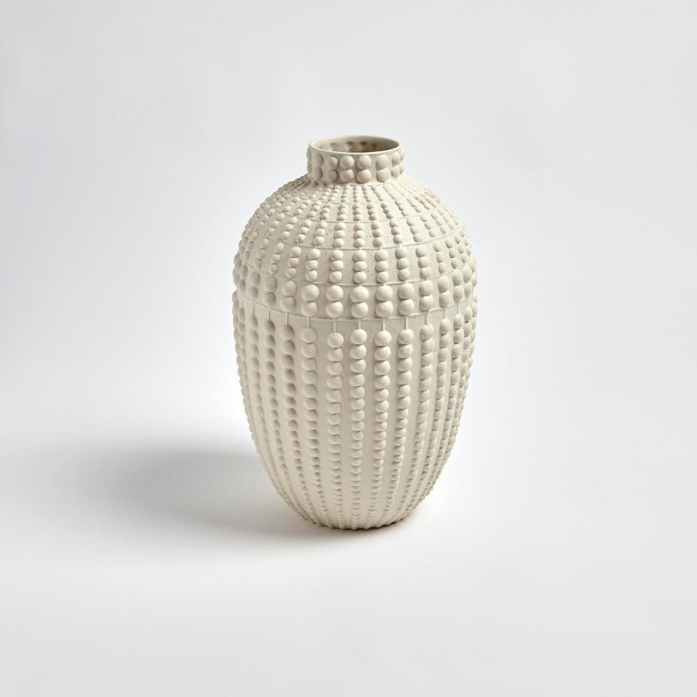 Global Views Nail Head Small Vase Rustic White