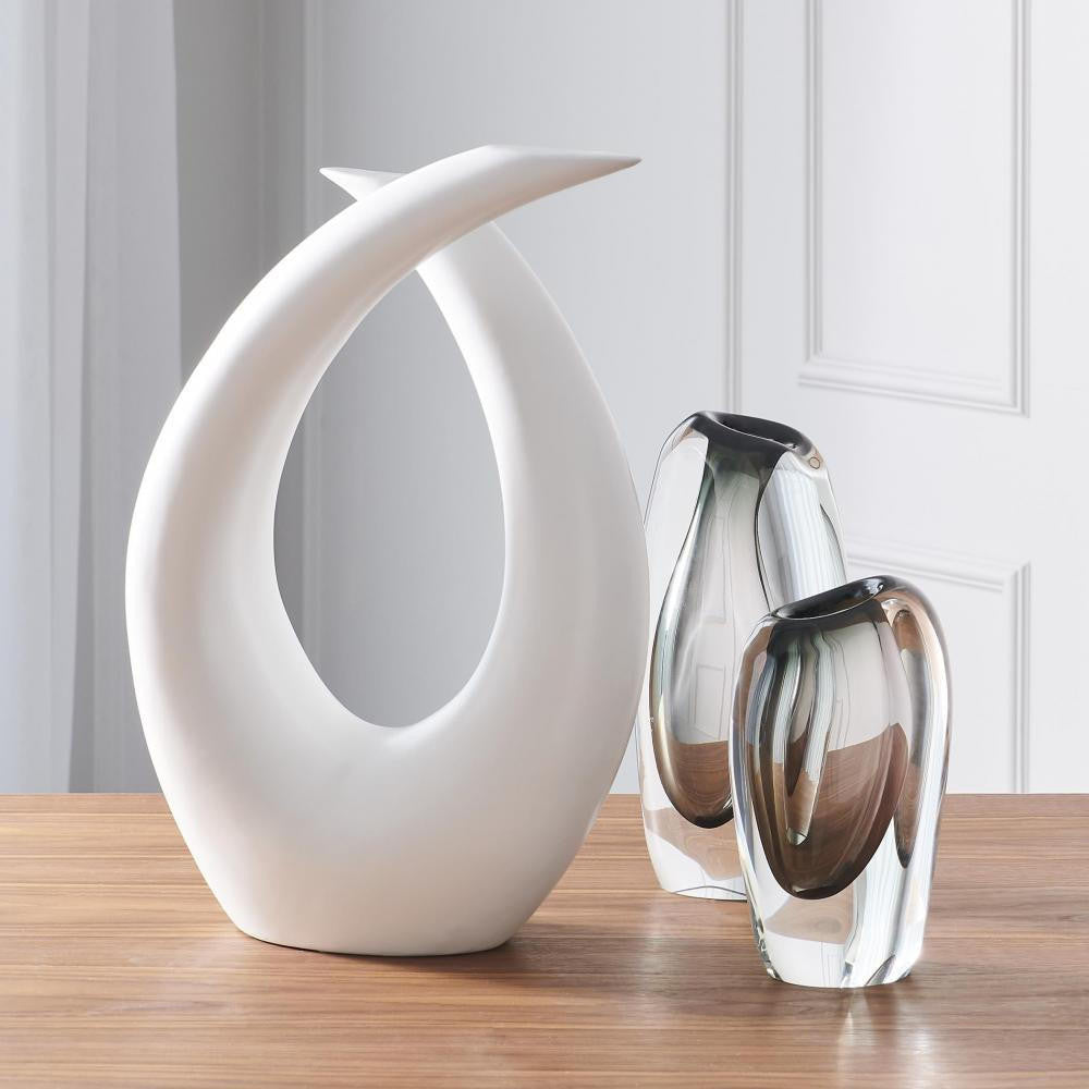 Global Views Offset Large Gray Vase