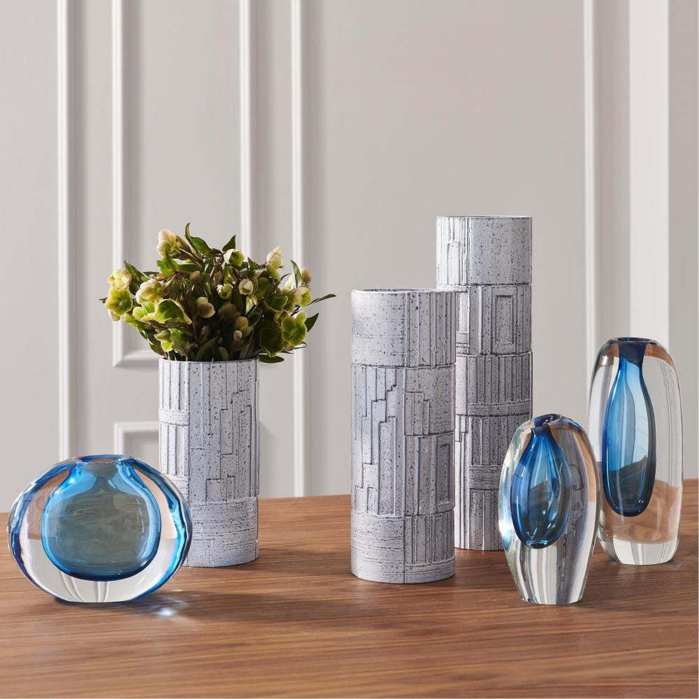 Global Views Offset Large Light Blue Vase