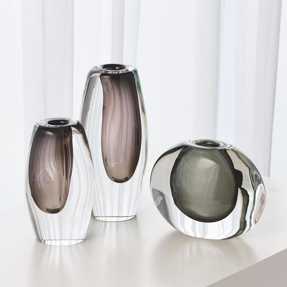 Global Views Offset Small Gray Vase