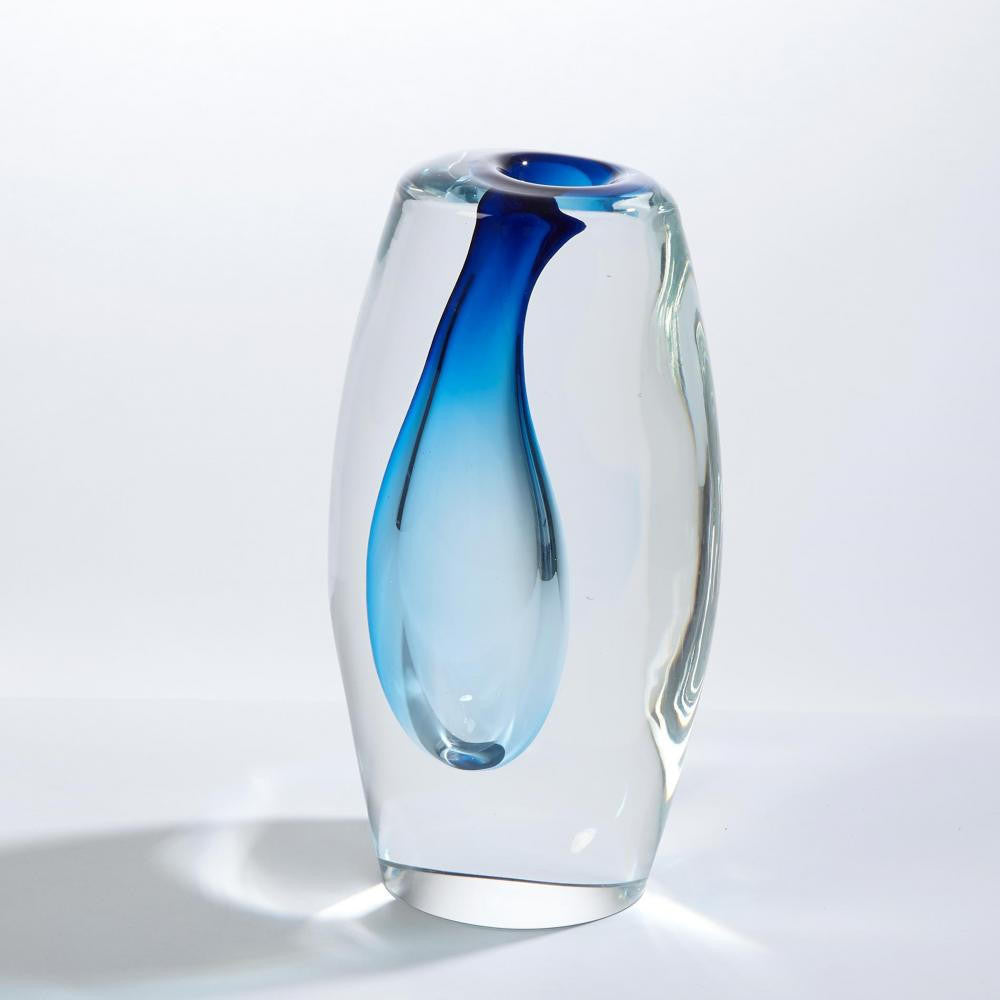 Global Views Offset Small Light Blue Vase