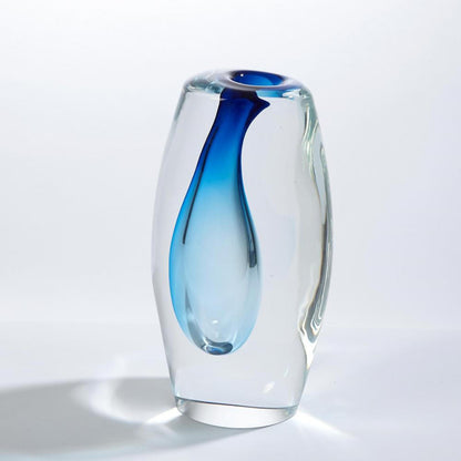 Global Views Offset Small Light Blue Vase