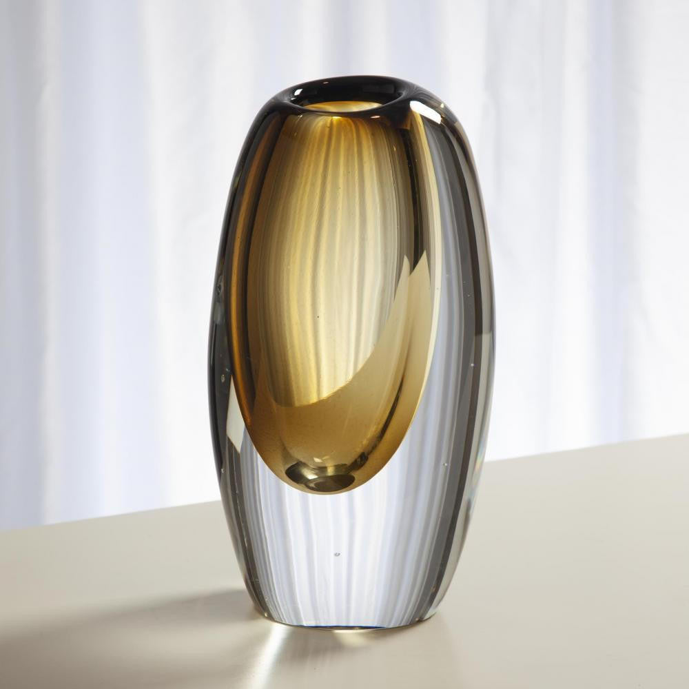 Global Views Offset Small Moss Green Vase