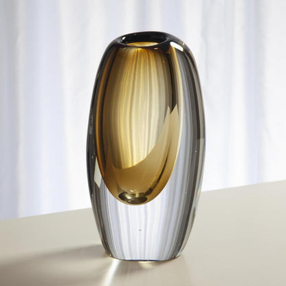 Global Views Offset Small Moss Green Vase