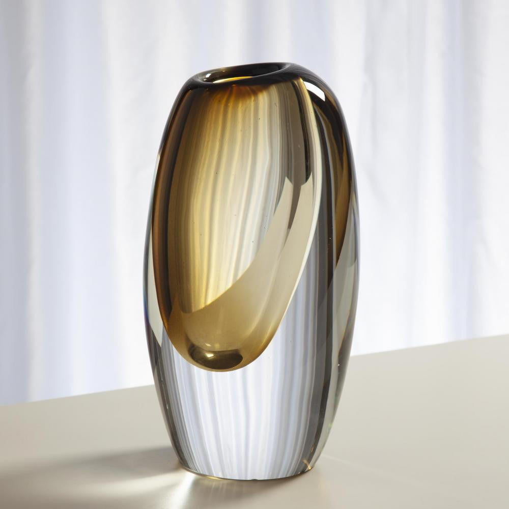 Global Views Offset Small Moss Green Vase