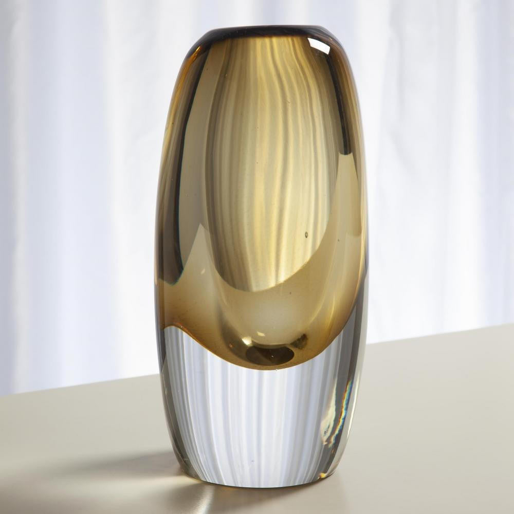 Global Views Offset Small Moss Green Vase