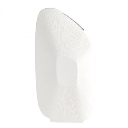 Global Views Offset Square Scratch Tall Matte White Vase
