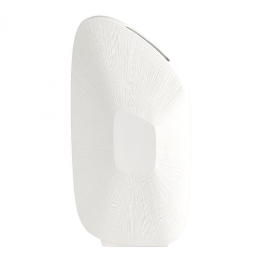 Global Views Offset Square Scratch Tall Matte White Vase