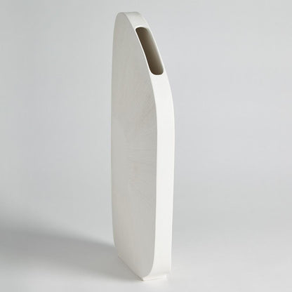 Global Views Offset Square Scratch Tall Matte White Vase