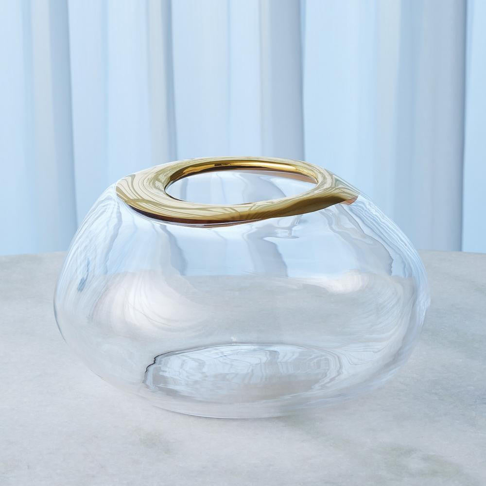 Global Views Organic Formed Large Gold Rim Vase
