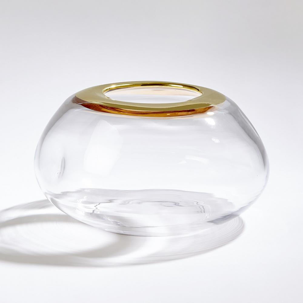 Global Views Organic Formed Large Gold Rim Vase