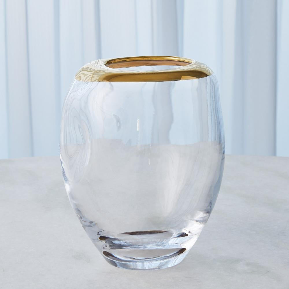 Global Views Organic Formed Medium Gold Rim Vase