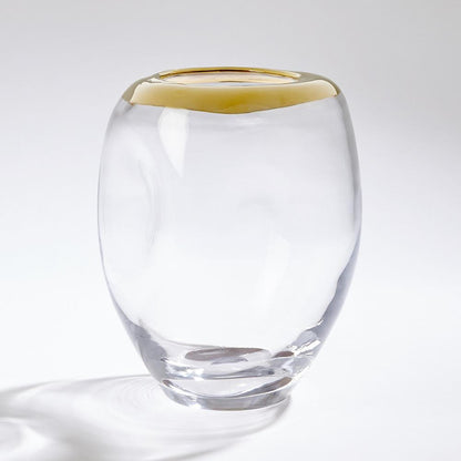 Global Views Organic Formed Medium Gold Rim Vase